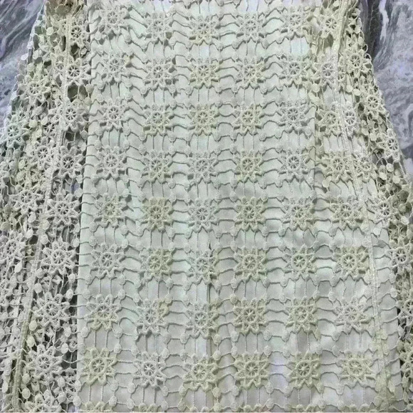 Teeze Me Dress Womens Beige A Line Sleeveless Mini Crochet Floral Beach Size S - Picture 9 of 9